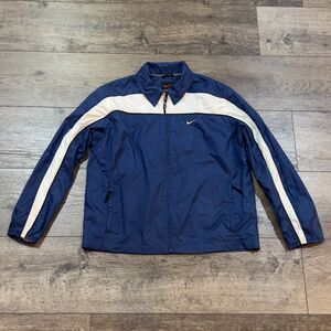 Vintage 90s Nike Windbreaker Jacket Blue White Swoosh - Women's Medium (8-10)